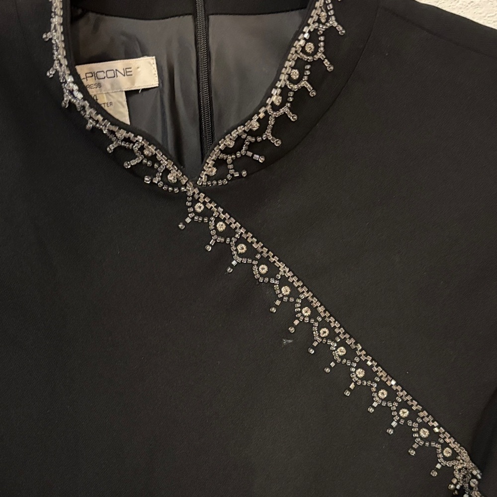 Evan Picone Black Sleeveless Cheongsam-Style Maxi Dress